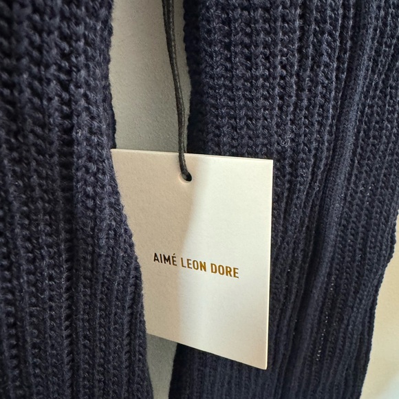 Aime Leon Dore Long Sleeve Mesh Knit Sweater Tee Navy Mens Large NWT - Picture 5 of 11